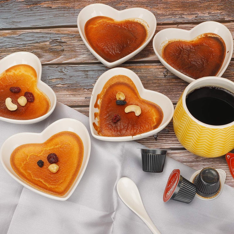 Keponbee 5pcs Dipping Bowls Set Heart Bowl Porcelain Soy Sauce Dish Mini Side Seasoning Dish for Jam  Appetizers  Dessert and Other Party Serving Bowls Set - Image 5