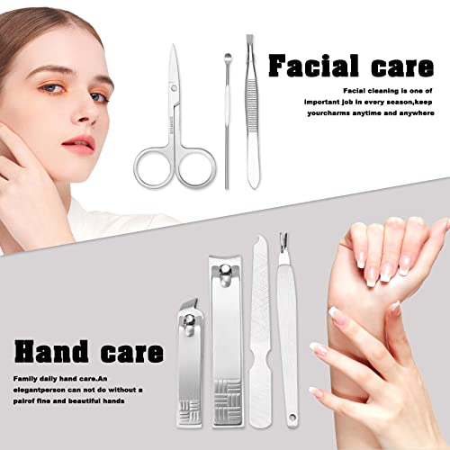 NZKNP Manicure Set Nail Clippers Pedicure Kit,7 In 1 Pieces Stainless Steel Manicure Kit,Easter Basket Stuffers,Personal Care Manicure Pedicure Set,Nail Care Tools Luxurious Travel Case Sliver - Image 5