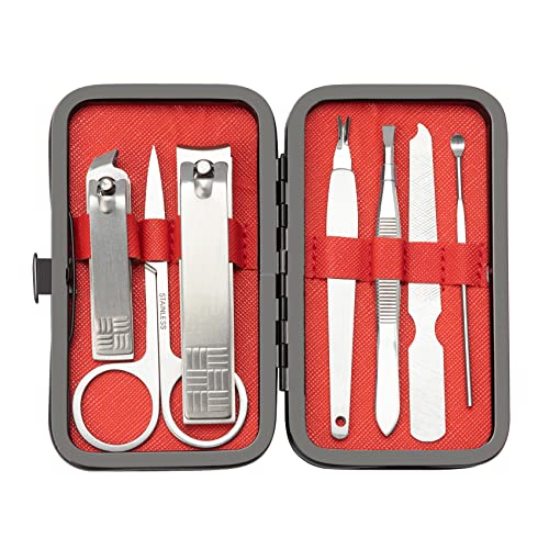 NZKNP Manicure Set Nail Clippers Pedicure Kit,7 In 1 Pieces Stainless Steel Manicure Kit,Easter Basket Stuffers,Personal Care Manicure Pedicure Set,Nail Care Tools Luxurious Travel Case Sliver - Image 1