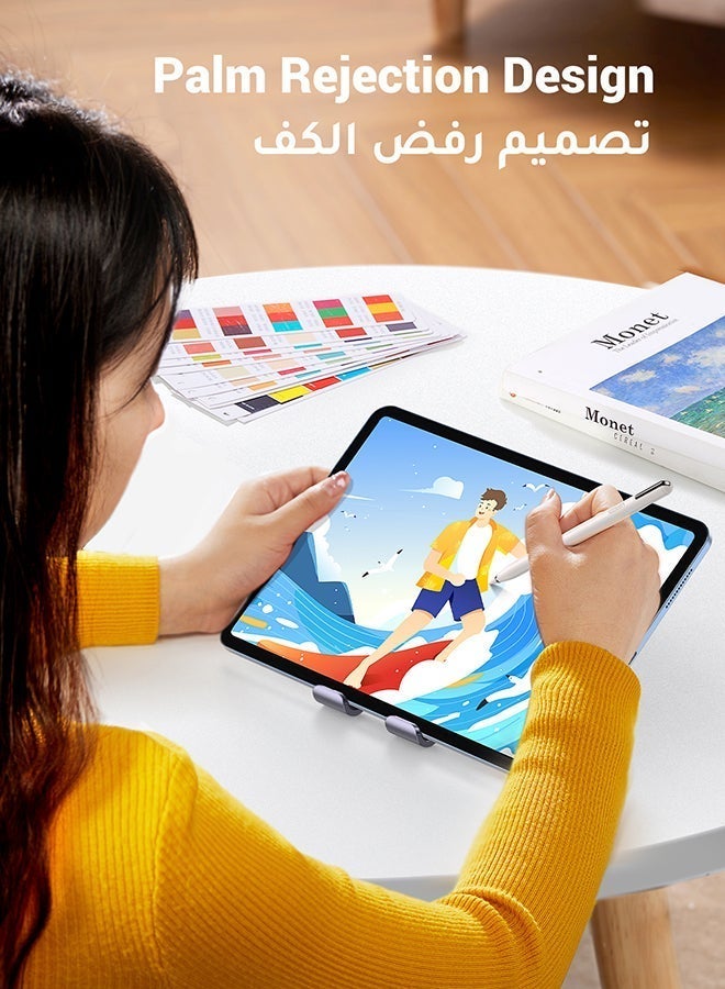 يو جرين قلم ايباد ستايلس ذكي عالي التقنية بحساسية الإمالة / مغناطيسي قوي قلم ستايلس عالمي من الجيل الأول والثاني، متوافق مع ايباد برو و ايباد 2018-2022، ايباد، ايباد اير، ايباد ميني لون أبيض - Image 5