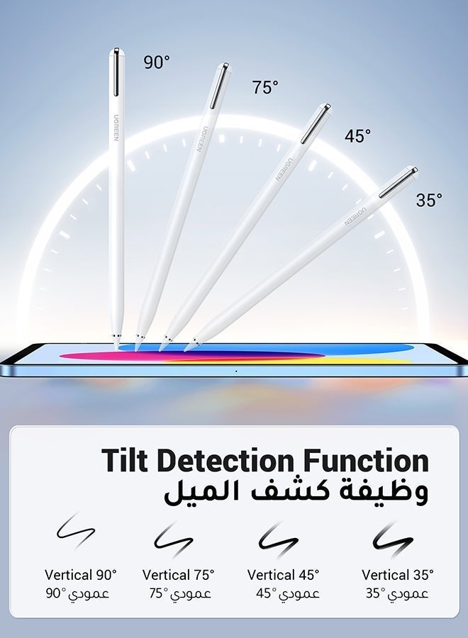 يو جرين قلم ايباد ستايلس ذكي عالي التقنية بحساسية الإمالة / مغناطيسي قوي قلم ستايلس عالمي من الجيل الأول والثاني، متوافق مع ايباد برو و ايباد 2018-2022، ايباد، ايباد اير، ايباد ميني لون أبيض - Image 3