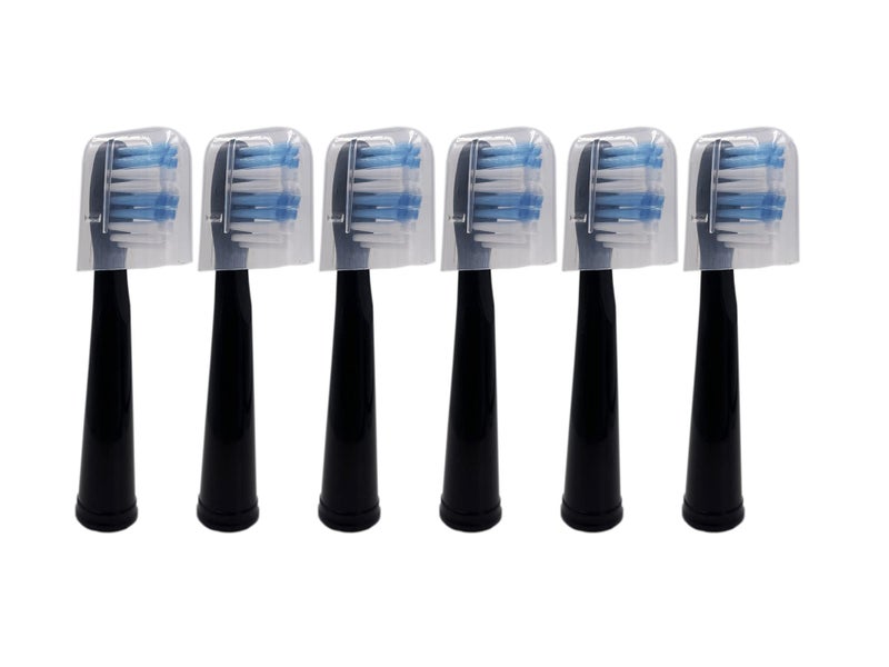 xcivi 6-Pack Replacement Toothbrush Heads for Dnsly Fairywill FW507/FW508/FW917/FW909/FW949/FW958/FW507B/FW908/FW610/FW659/FW719/FW910 KIPOZI Sboly Sonic Electric Toothbrush (Black) - Image 3