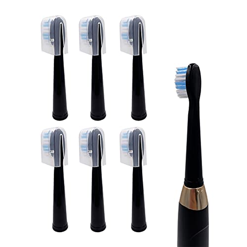 xcivi 6-Pack Replacement Toothbrush Heads for Dnsly Fairywill FW507/FW508/FW917/FW909/FW949/FW958/FW507B/FW908/FW610/FW659/FW719/FW910 KIPOZI Sboly Sonic Electric Toothbrush (Black) - Image 1