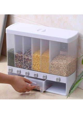 Wall Mounted 6 Compartment Food Dispenser, Capacity 5X1.5L And 1X3L Grain Cereal Dispenser And Rice Dispenser For Kitchen - pzsku/Z198D0F049E48359DFFA0Z/45/_/1705154721/54ccd70e-8871-468d-a147-4e5d17849dc7