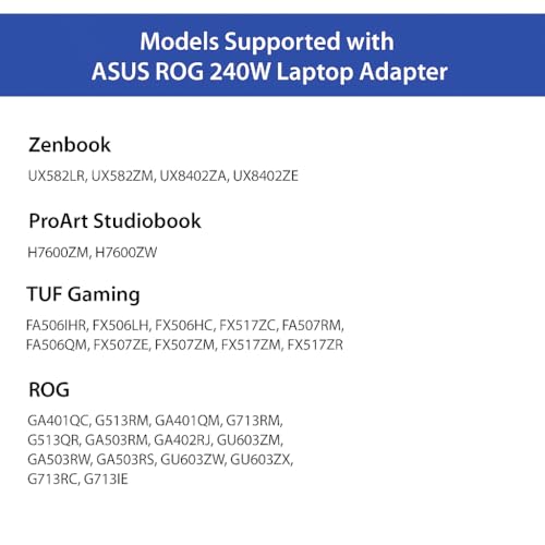 FACTOTECH 240W Zephyrus Replacement Charger ADP-240EB B for Asus Rog Zephyrus G14 G15 M16 G16 S15 S17, Flow X16 GV601, Strix Scar 15 17 G533 G733, Tuf A15 F15, Asus 240W Charger - Image 2