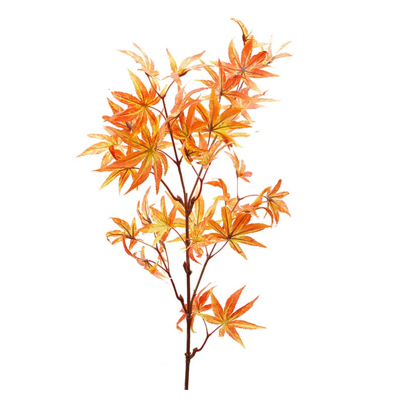 Artificial Maple Branch Orange-Yellow Fabric Plastic Material High Simulation - Exquisite Workmanship Lifelike Ornament for Home Decoration - Image 1