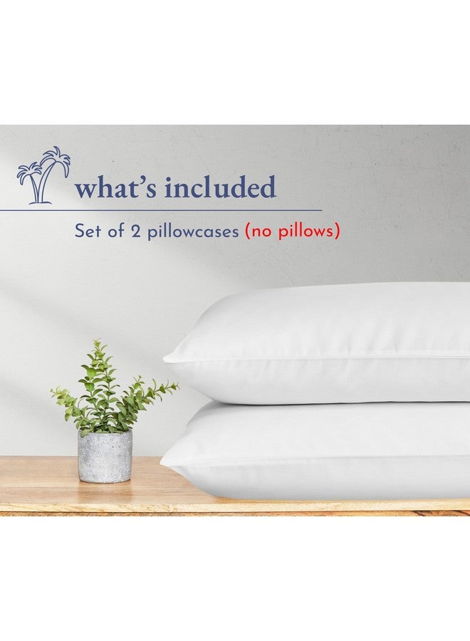 California Design Den California Design Den 100% Organic Cotton Pillow Cases Queen/Standard Set of 2, Soft & Cooling Percale Weave Cotton Pillowcases (Bright White) - Image 2