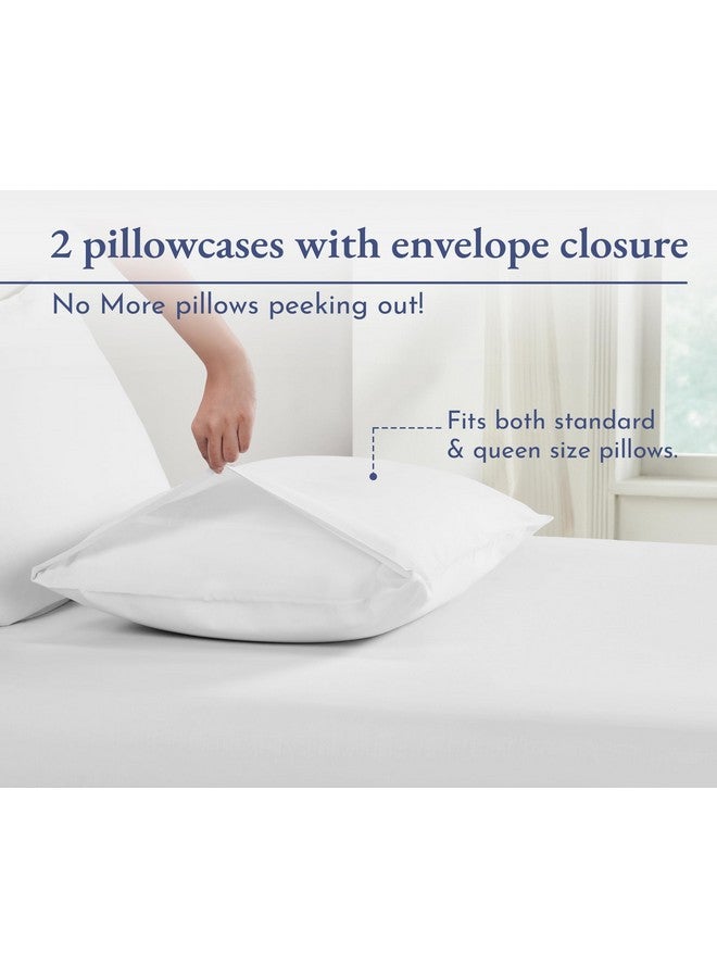 California Design Den California Design Den 100% Organic Cotton Pillow Cases Queen/Standard Set of 2, Soft & Cooling Percale Weave Cotton Pillowcases (Bright White) - Image 3