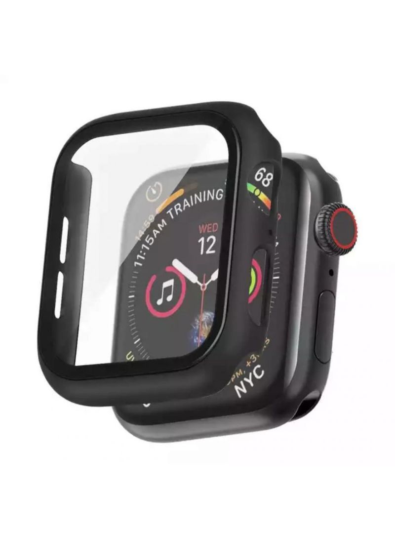NIBEMINENT Silicone Smart Watch Case With Built-in Screen Protector For Apple Black