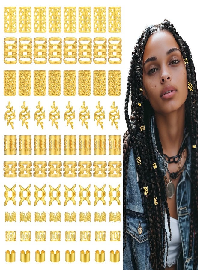 Tyqour 100pcs Gold Hair Cuffs Charms Rings for Braids, Gold Hair Jewelry Accessories Adjustable Loc Jewelry Dreadlocks Braid Clips Decorations for Black Women Men Festival Pirate - Image 1