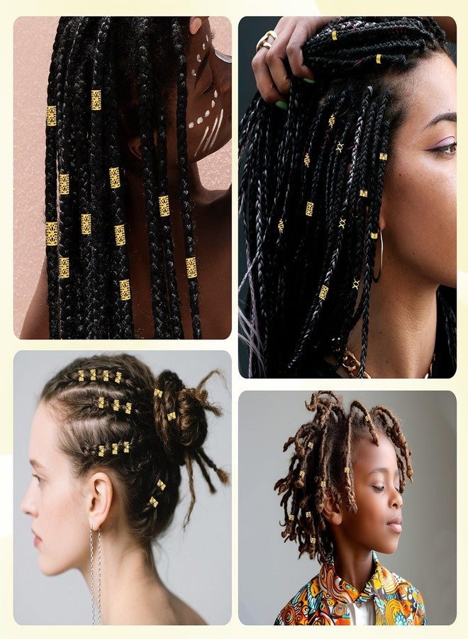 Tyqour 100pcs Gold Hair Cuffs Charms Rings for Braids, Gold Hair Jewelry Accessories Adjustable Loc Jewelry Dreadlocks Braid Clips Decorations for Black Women Men Festival Pirate - Image 5