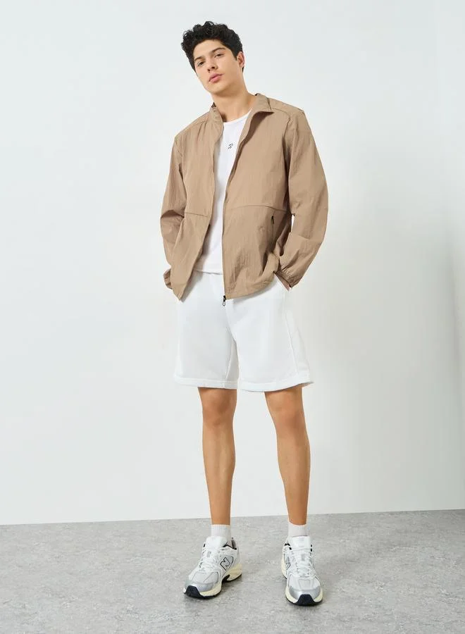 Styli Men Khaki Zip-Up Jacket