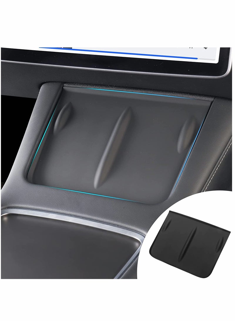 SYOSI Roll over image to zoom in Car Silicone Mat, Center Console Wireless Charger Silicone Mat, Anti-skid pad interior, for 2021-2022 Tesla Model 3 Model Y Interior Accessories (Black) - Image 1