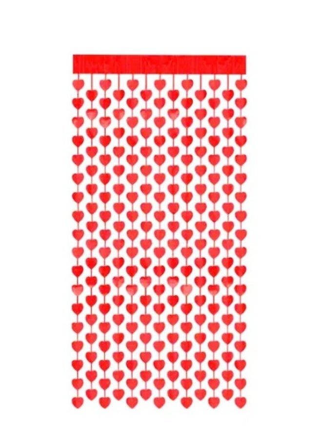 Pack of 2 Metallic Foil Fringe Curtain, Red Heart Shape Tinsel Curtains Streamers Photo Props Backdrop for Valentine's Day Engagement Wedding Party Decorations - Image 2