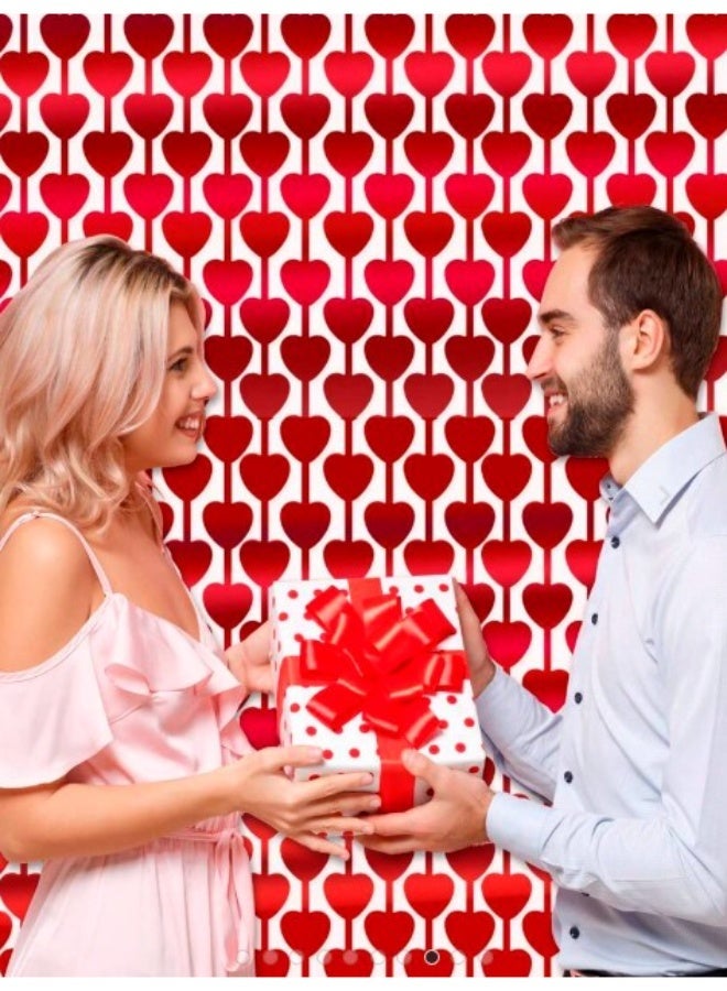 Pack of 2 Metallic Foil Fringe Curtain, Red Heart Shape Tinsel Curtains Streamers Photo Props Backdrop for Valentine's Day Engagement Wedding Party Decorations - Image 5