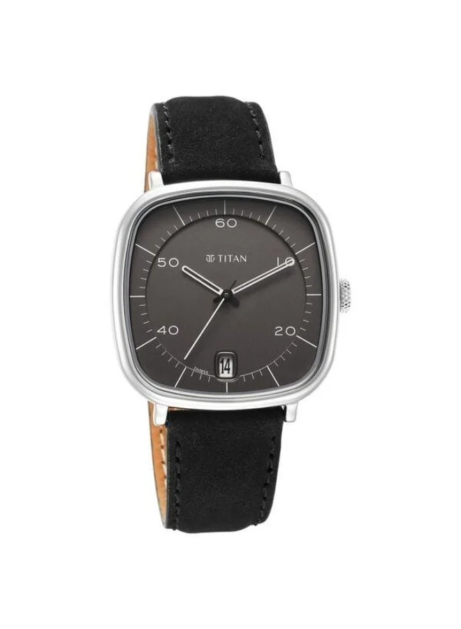 تيتان Neo Curve Quartz Analog with Date Anthracite Dial Black Leather Strap Watch for Men - 1885SL02