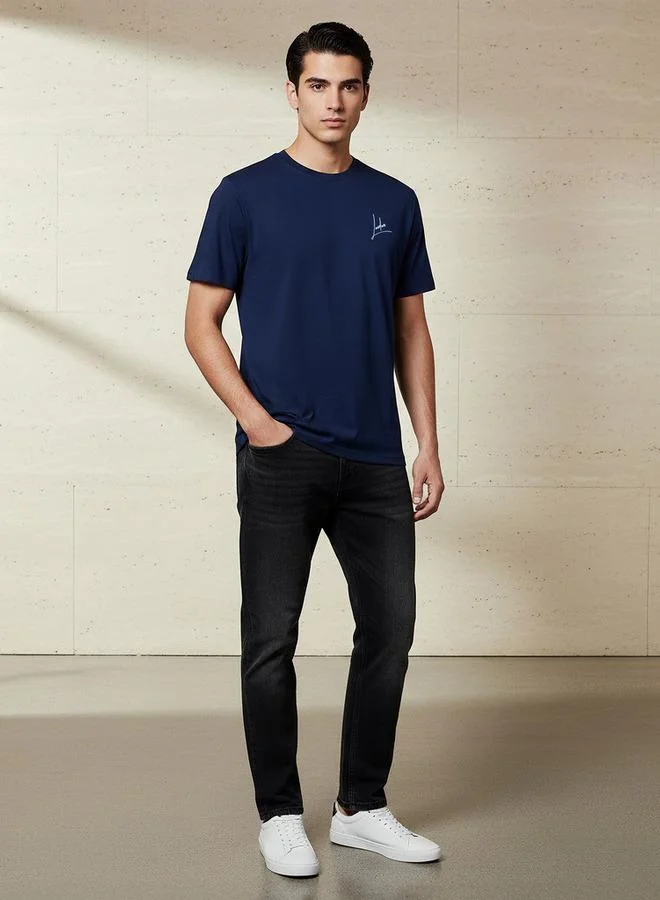 لي كوبر Lee Cooper Men Regular Fit Crew Neck Short Sleeve Printed T-shirt