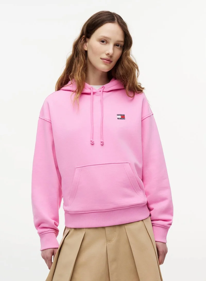 Tommy Badge Brushed Terry Boxy Hoody