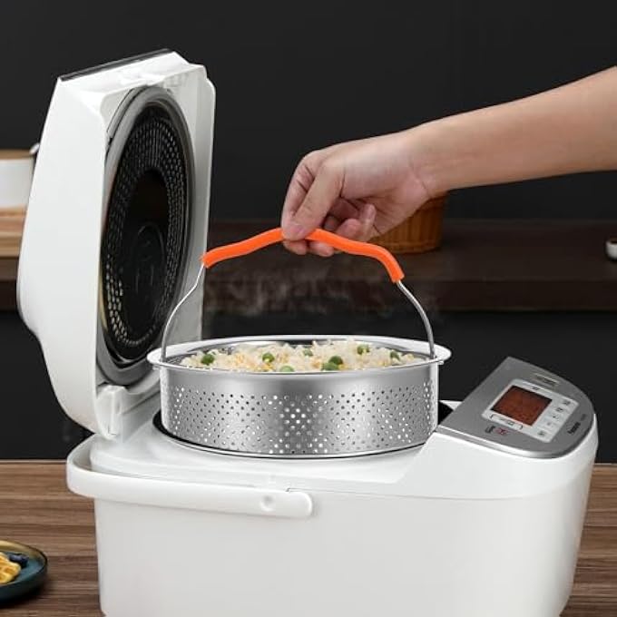 سلة بخار من الفولاذ المقاوم للصدأ بمقبض من السيليكون، سلة مصفاة شبكية سعة 2 لتر للخضراوات، ملحق بخار البيض ومصفاة المعكرونة لملحقات طنجرة الضغط الكهربائية - Image 5