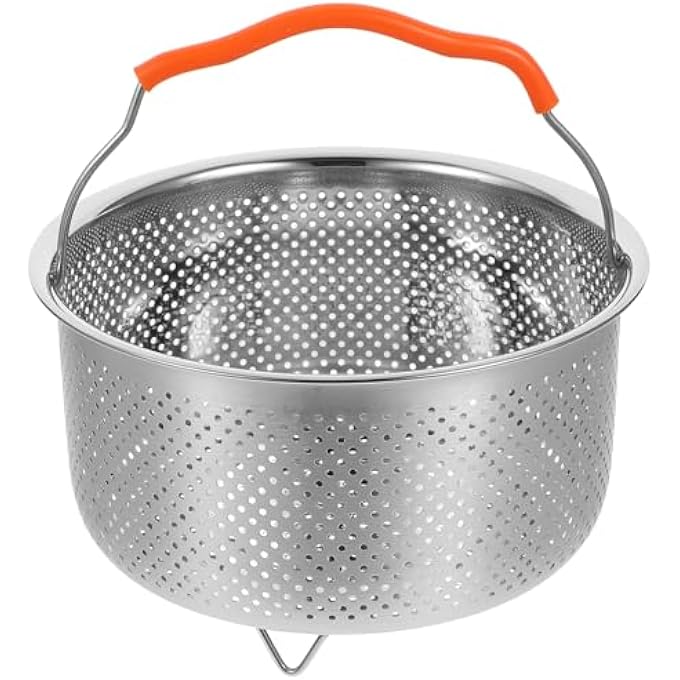 سلة بخار من الفولاذ المقاوم للصدأ بمقبض من السيليكون، سلة مصفاة شبكية سعة 2 لتر للخضراوات، ملحق بخار البيض ومصفاة المعكرونة لملحقات طنجرة الضغط الكهربائية - Image 1