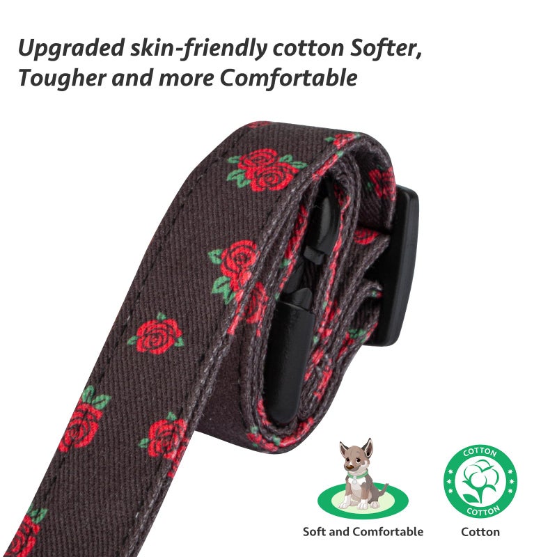FYEQYAOU Cotton Handmade Dog Collar Cute and Distinctive Patterns Black Rose with Pendant for Girl Boy Dogs Collars S - Image 4