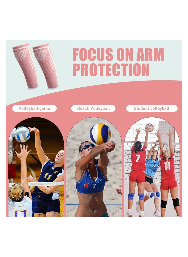 Generic Volleyball Compression Arm Sleeves, 2 Pairs 8" Forearm Protectors in Black and Pink for Women, Youth, and Adults - Ideal for Football, Baseball, Basketball Training and Autumn Sports Activities  - Image 2