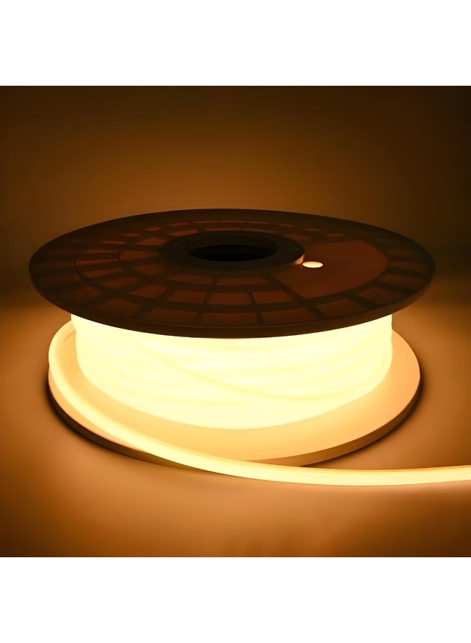 شريط إضاءة LED بتقنية COB بطول 50 مترًا (165 قدمًا)، مقاوم للماء بمعيار IP65، شريط إضاءة مرن بتقنية COB بقطر 8 مم مع موصل، لون أبيض دافئ، للإضاءة الداخلية والخارجية - Image 1