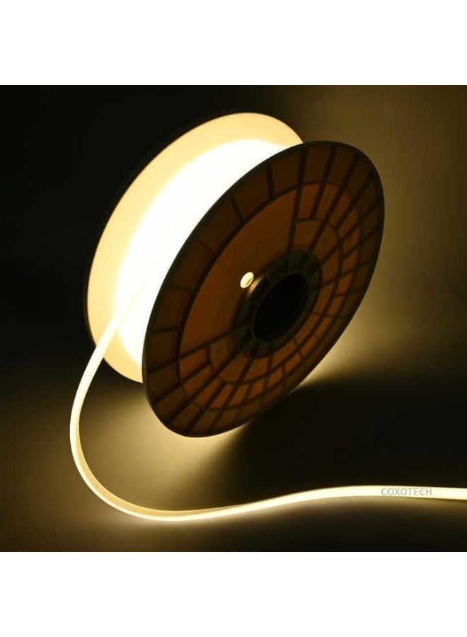 شريط إضاءة LED بتقنية COB بطول 50 مترًا (165 قدمًا)، مقاوم للماء بمعيار IP65، شريط إضاءة مرن بتقنية COB بقطر 8 مم مع موصل، لون أبيض دافئ، للإضاءة الداخلية والخارجية - Image 3