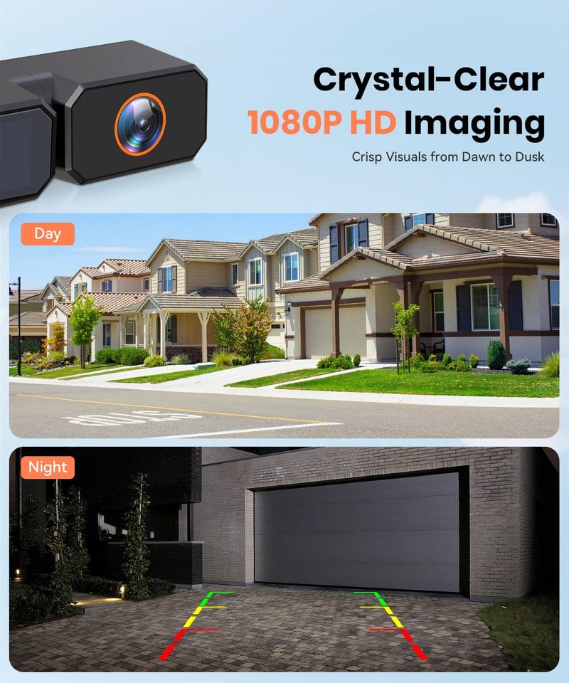 AUTO-VOX 2 Solar Wireless Backup Camera System with Two Cameras (License Plate & Portable): 7.2” 1080P HD Dual Channel Monitor, IP69K Waterproof Back up Camera for Truck,RV,Camper,Horse/Boat Trailer - Image 4