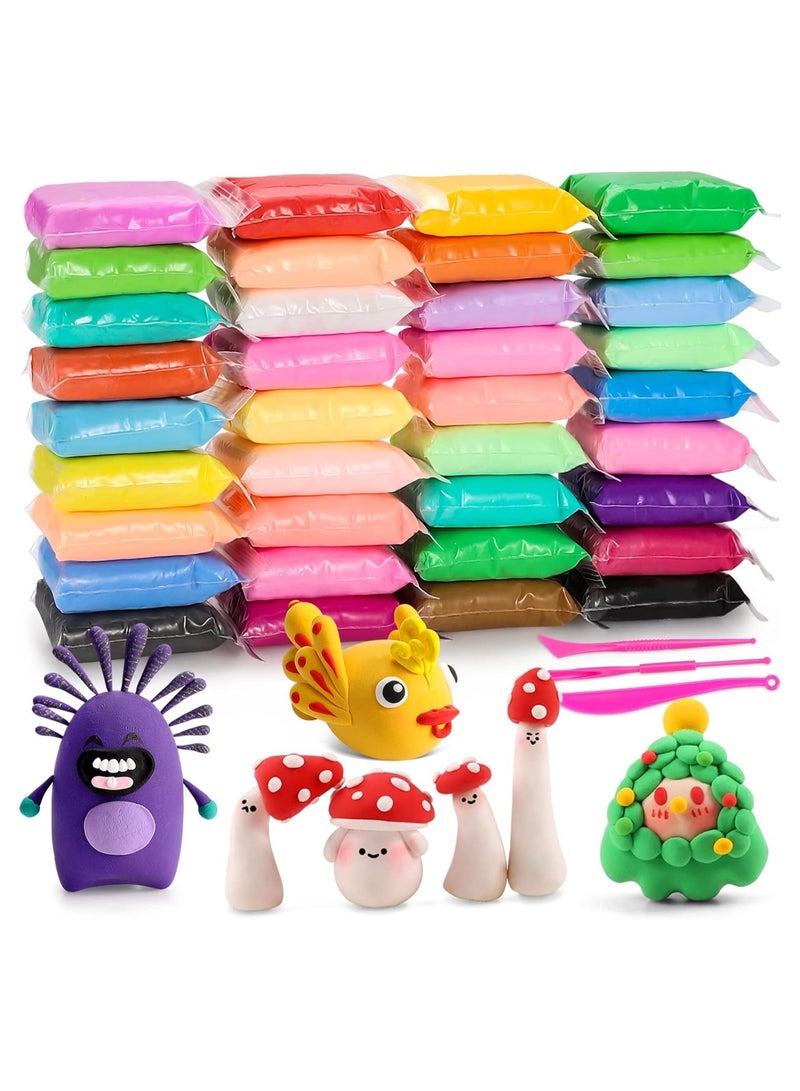 SOLARAE Air Dry Clay Kit, 36 Colors Modeling Clay, Ultra Light Magic Clay with Tools, Safe and Non-Toxic Modeling Clay, Ideal Gift for Kids, Art Crafts Gift for Kids, Not Stick Hands (36 Colors+ Tools) - Image 1