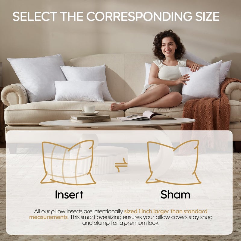Swandream Feather Throw Pillow Inserts Set of 2, Soft Fluffy Square 20 x 20 Inches Decorative Pillow Insert, Feather and Down Filled Euro Pillows - Image 3