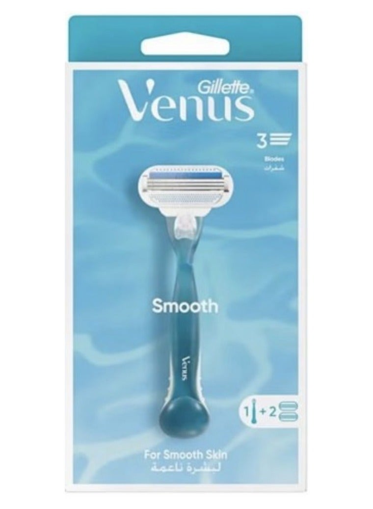 Gillette Venus Women's Smooth Razor + 2 Gillette Refill Blades - Image 1