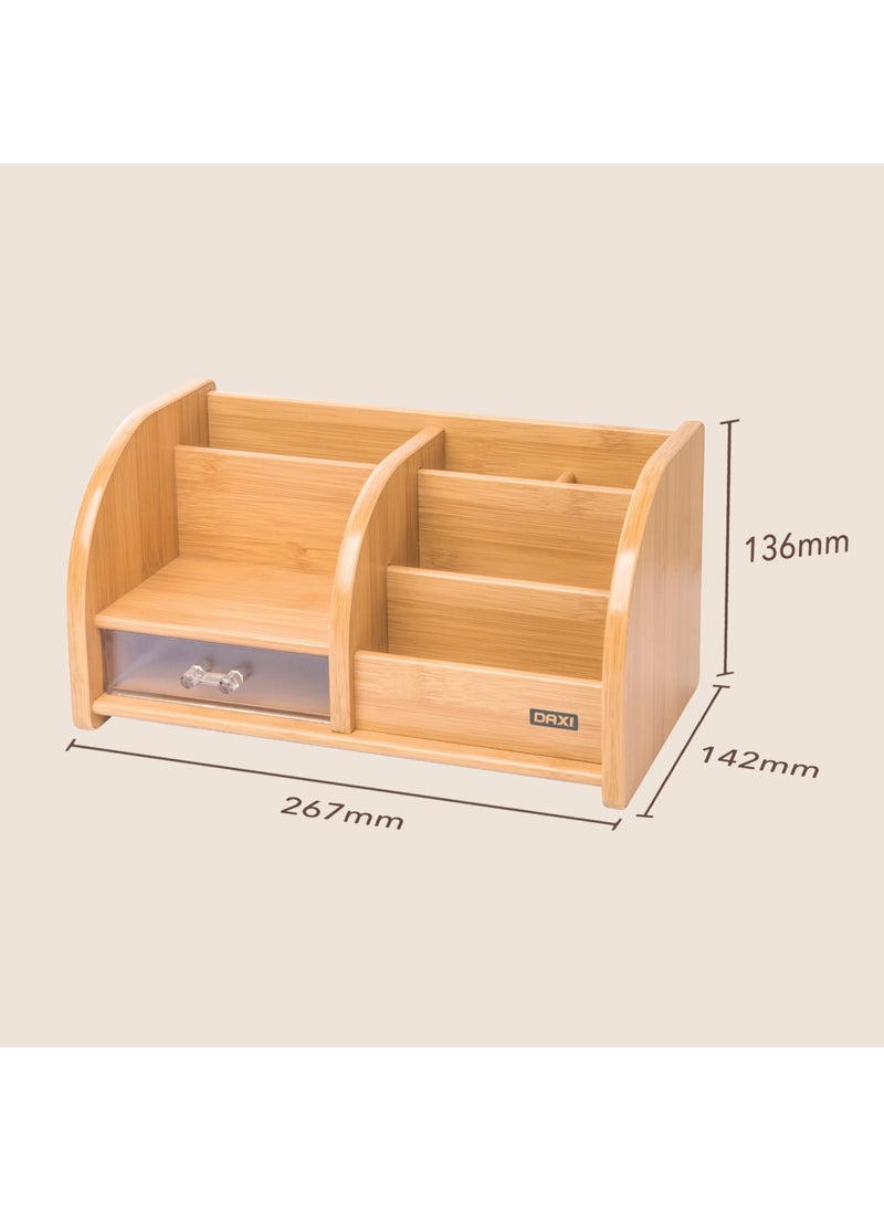 DAXI - DX-403 Bamboo Patterned Wooden Pen Holder, Desktop Organizer - Image 1