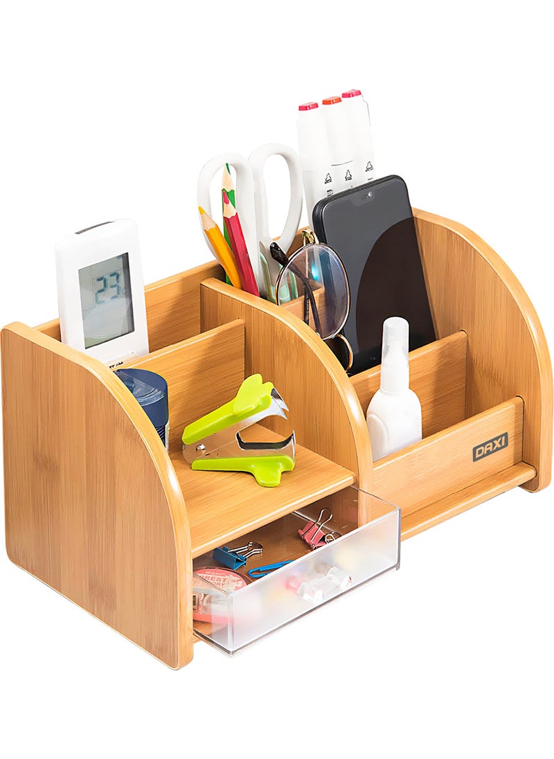 DAXI - DX-403 Bamboo Patterned Wooden Pen Holder, Desktop Organizer - Image 1