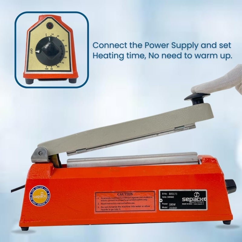 Universal Packaging Solutions Hot Bar Type Hand Sealer Machine For Silver And Laminated Pouches Sealing Pouch Packing Machine Heat sealing tool Plastic Sealer Portable sealer Size 8 INCH  - Image 5