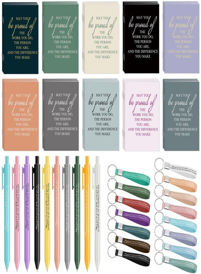 Harloon 30 Sets Employee Appreciation Gifts Thank You Gift Notebooks Gentle Color Retractable Ballpoint Pen and Keychains Journal for Teacher Office Nurse Social Worker(May You Be Proud) - Image 1