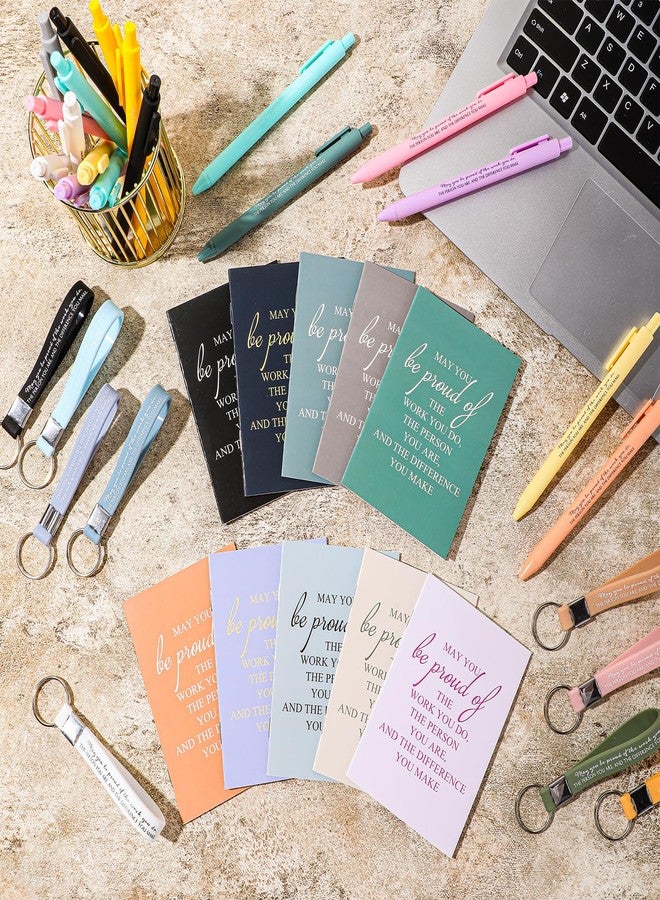 Harloon 30 Sets Employee Appreciation Gifts Thank You Gift Notebooks Gentle Color Retractable Ballpoint Pen and Keychains Journal for Teacher Office Nurse Social Worker(May You Be Proud) - Image 5