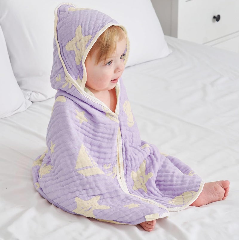 HardNok UltraSoft Muslin Baby Hooded Towel  32 x 32 Inches Crafted from Bamboo Viscose Ideal for Bath  Beach Suitable for Both Boys  Girls from Newborns to Toddlers - Image 1