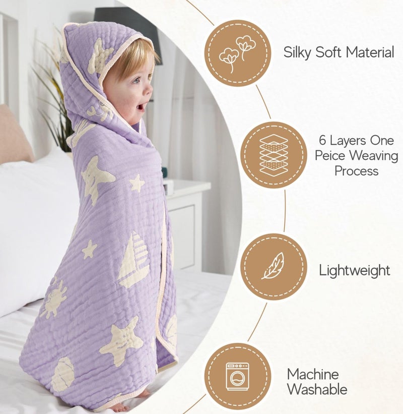 HardNok UltraSoft Muslin Baby Hooded Towel  32 x 32 Inches Crafted from Bamboo Viscose Ideal for Bath  Beach Suitable for Both Boys  Girls from Newborns to Toddlers - Image 4