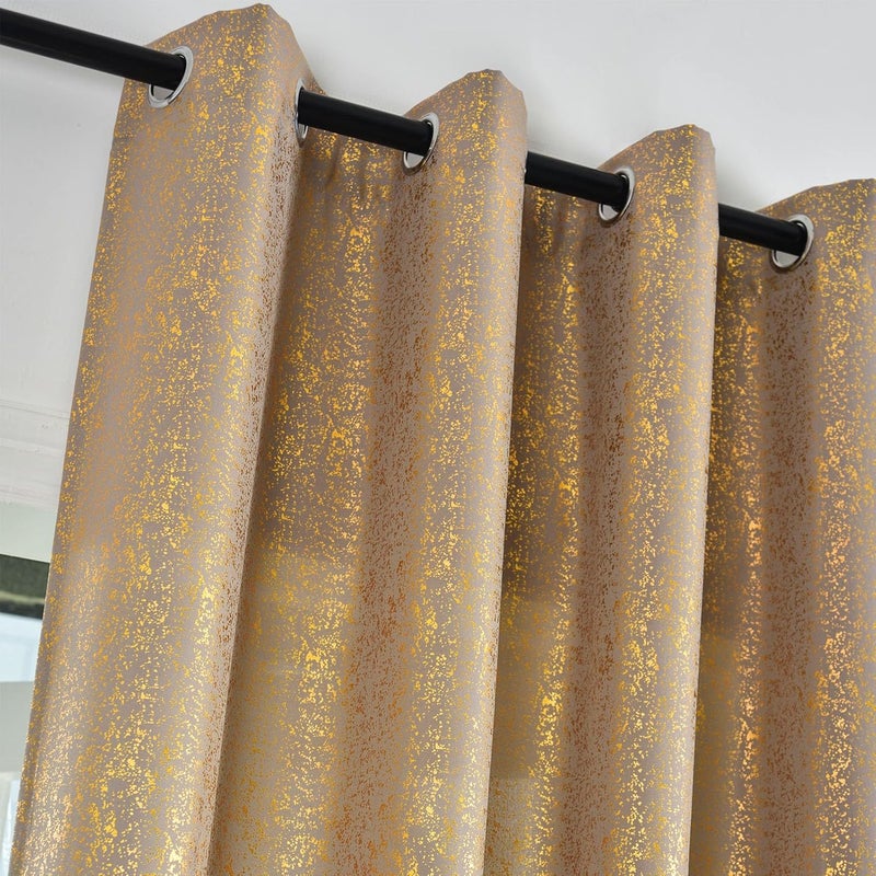 TERLYTEX Gold Metallic Shimmer Curtains, 96 Inches, Glittering, Shimmering, for Living Room, with Grommets, Privacy, Sparkle, Semi-Sheer, 52 x 96 Inches, Gold-Taupe - Image 3