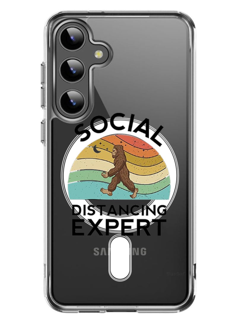 Theodor Magnetic Case for Samsung Galaxy S24 Plus 6.7-inch Compatible with MagSafe Wireless Charging, Shockproof Phone Bumper Cover Social Distancing expert black copy - Image 1