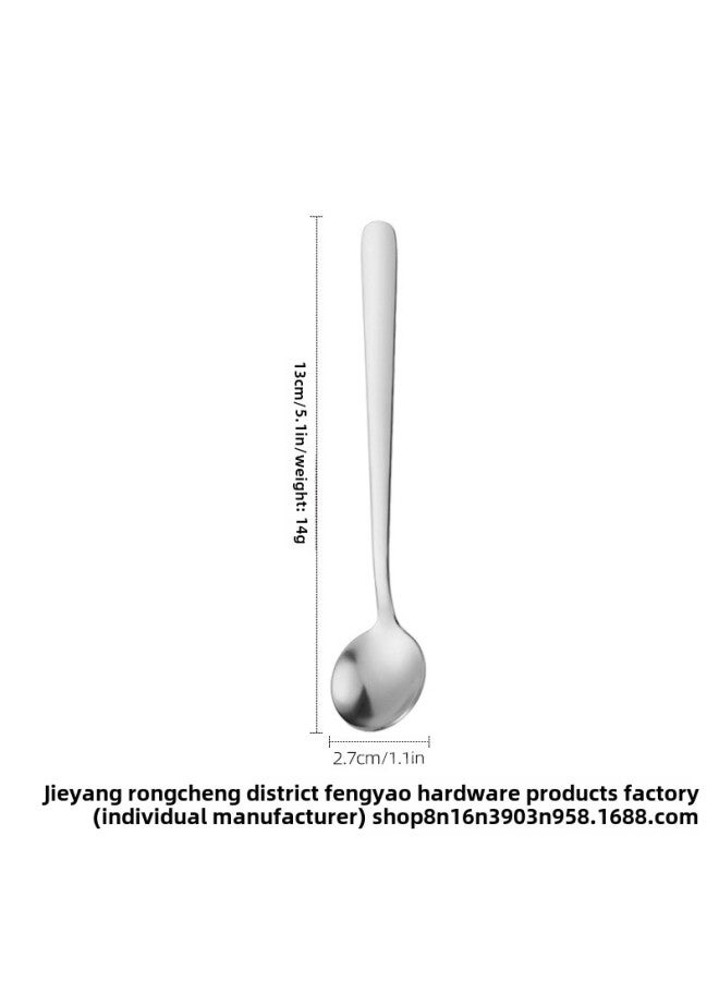 Add Logo Special Small Spoon 304 Stainless Steel Seasoning Spoon Salt Spoon Golden Small Spoon Coffee Spoon Small Round Spoon-Specifications:304 Silver 13cm  - Image 1