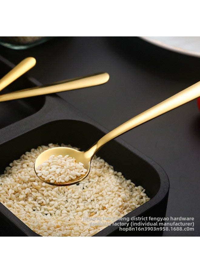 Add Logo Special Small Spoon 304 Stainless Steel Seasoning Spoon Salt Spoon Golden Small Spoon Coffee Spoon Small Round Spoon-Specifications:304 Silver 13cm  - Image 3