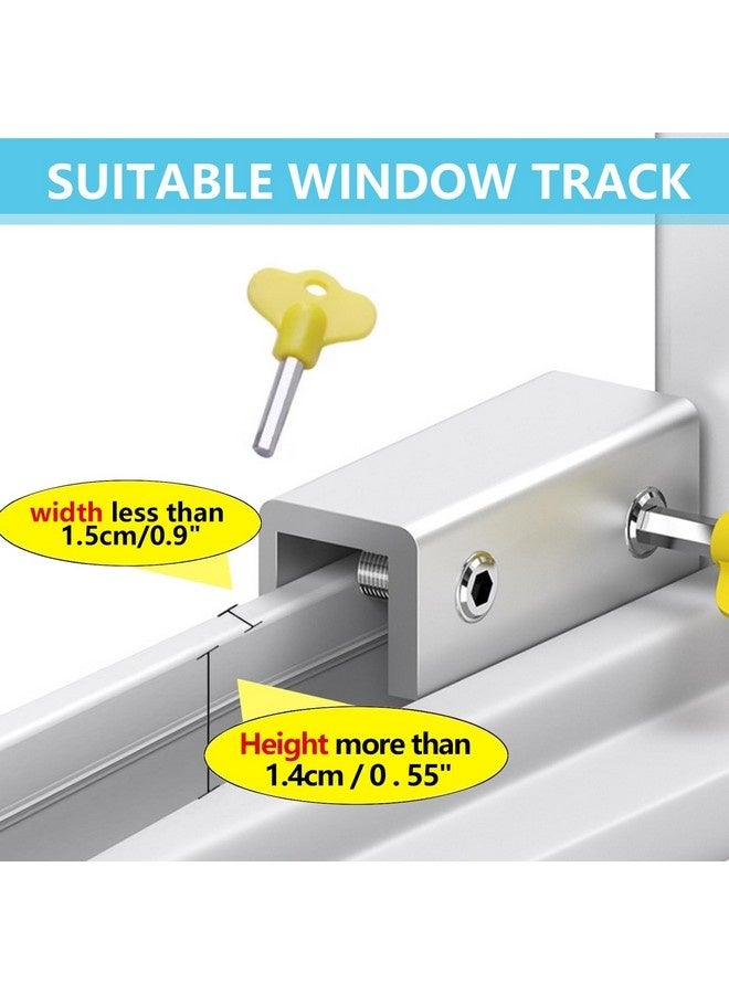 4 Sets Sliding Window Locks with Key, Window Locks, Aluminum Alloy Window Security Locks, Adjustable Security Window, Window Stoppers Aluminum