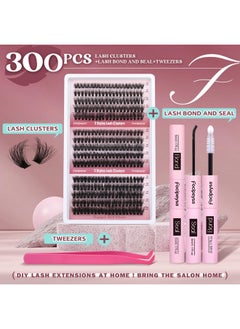 Focipeysa Focipeysa Lash Extension Kit 300pcs Lash Clusters Fluffy Eyelash Extension 60D 70D 80D Eyelash Clusters 9-16mm DIY Lash Extensions Kit with Waterproof Lash Bond and Seal and Lash Tweezers  - Image 2
