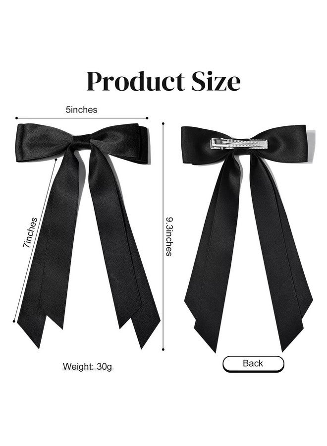 Aileam 2PCS Hair Bows Hair Clip Beige Black Hair Ribbon Ponytail Holder Accessories Slides Metal Clips Hair Bow for Women Girls Toddlers Teens Kids - Image 3