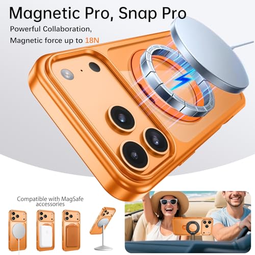 YINLAI for iPhone 17 Pro Case 6.3-inch, Magnetic Compatible with Magsafe, with 360° Rotatable Ring Stand, Anti-Fingerprint Skin-Friendly, Shockproof Full-Body Protective 17 Pro Case, Cosmic Orange - Image 4