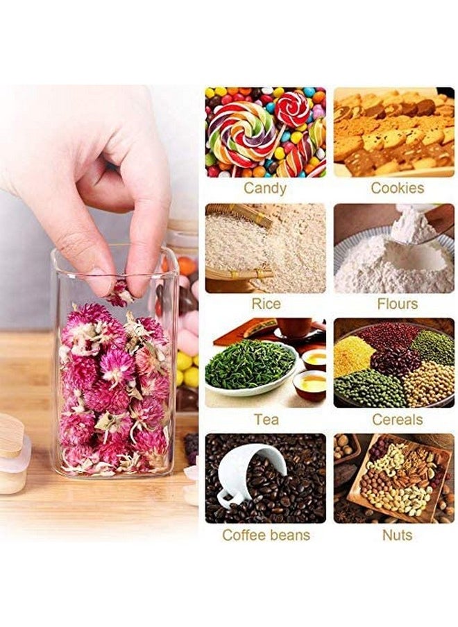BrezzyCloud - Brezzycloud 270Ml Glass Jars With Bamboo Wooden Airtight Lids,Set Of 9 Food Storage Containers For Home Kitchen,Tea,Sugar,Salt,Spices,Coffee,Flour,Herbs,Grains(270Ml,9 Pcs,Square Shape)Transparent - Image 1