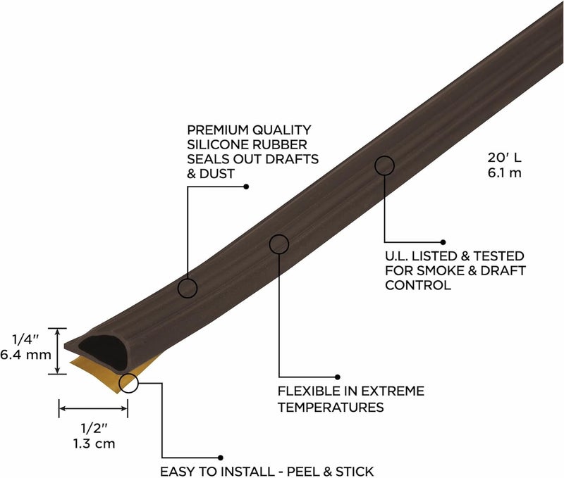 M-D Building Products 68510 1/4-Inch by 1/2-Inch 20-Feet Silicone Smoke Seal Casketing in Brown - Image 2