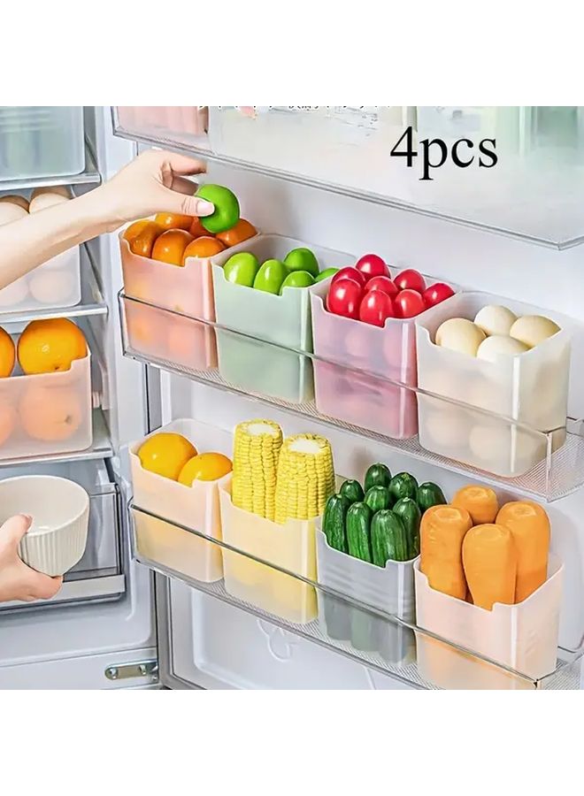 4 قطع صناديق تخزين بلاستيكية شفافة لباب الثلاجة، منظف طعام متين مقاوم للتسرب - Image 1